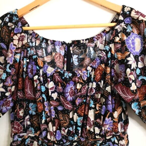 NWOT Ann Taylor Cotton Floral Tiered Ruffle Hem Midi Dress Cottage Core Size 0 - Picture 2 of 6